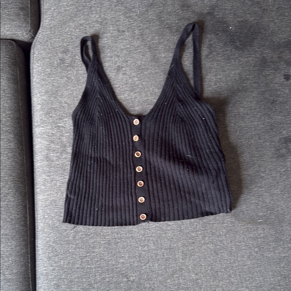 BE COOL Black Sleeveless Ribbed Crop Tank